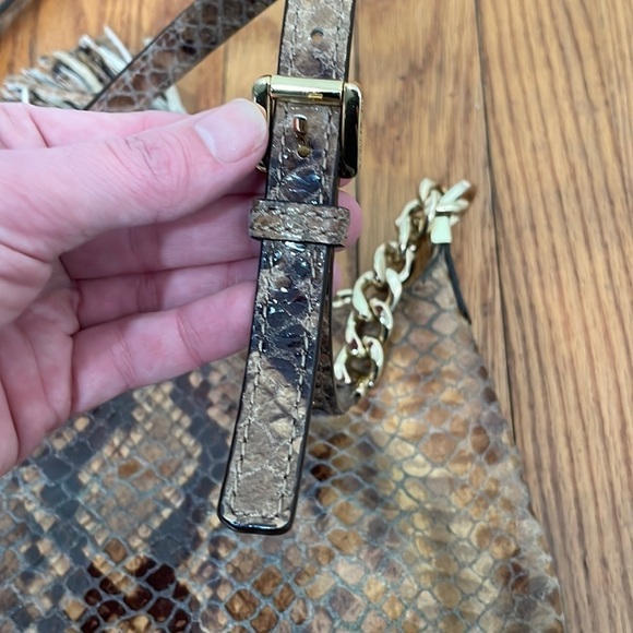 Michael Kors Embossed Leather Crossbody Bag Brown Python Snakeskin - Picture 3 of 13